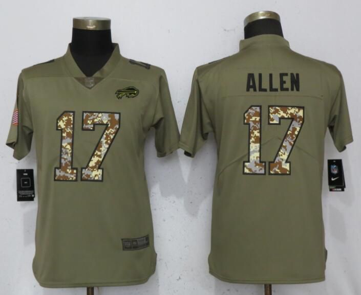 Women Buffalo Bills #17 Allen Olive Camo Carson Nike Salute to Service Player NFL Jerseys->women nfl jersey->Women Jersey